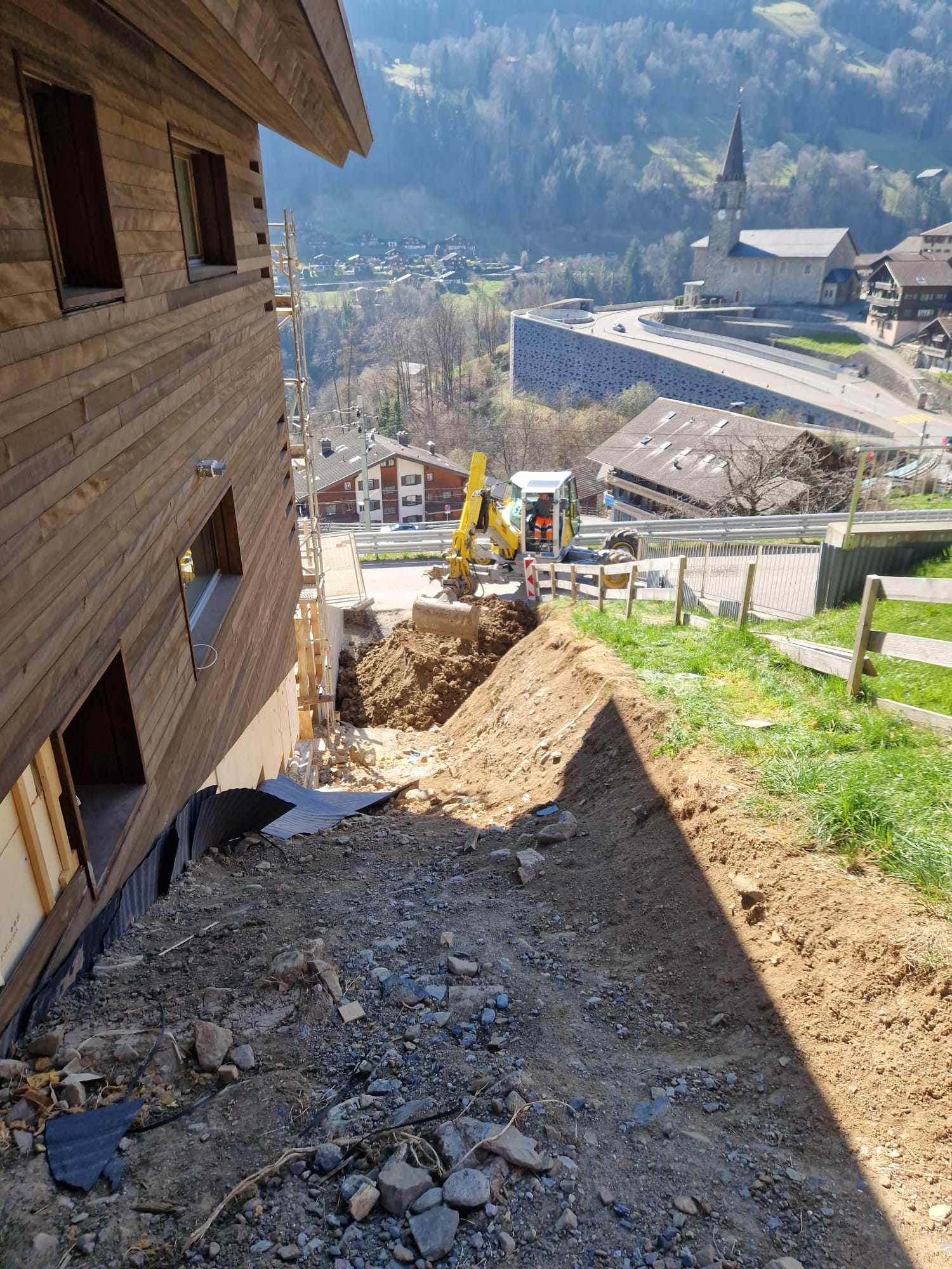 Construction d'un chalet à Troistorrents (VS) — photo du chantier