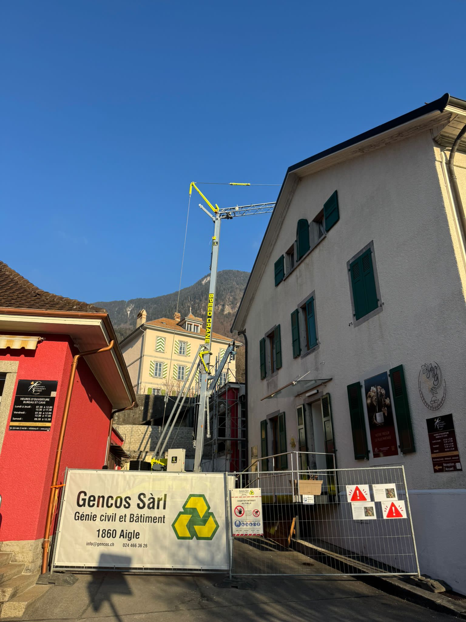 Transformation et agrandissement de la halle viticole AVY à Yvorne — photo du chantier