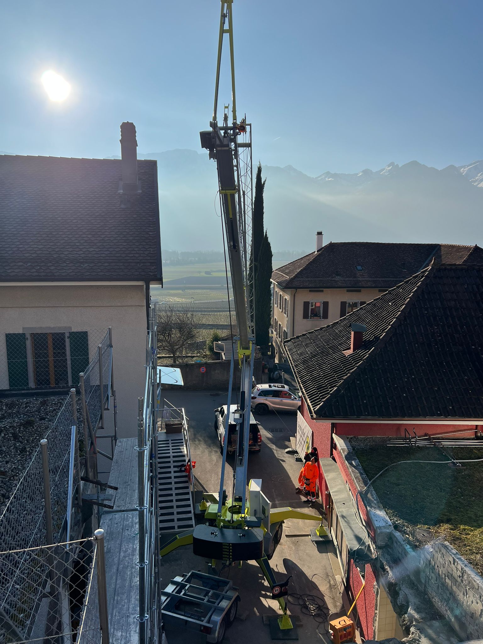 Transformation et agrandissement de la halle viticole AVY à Yvorne — photo du chantier