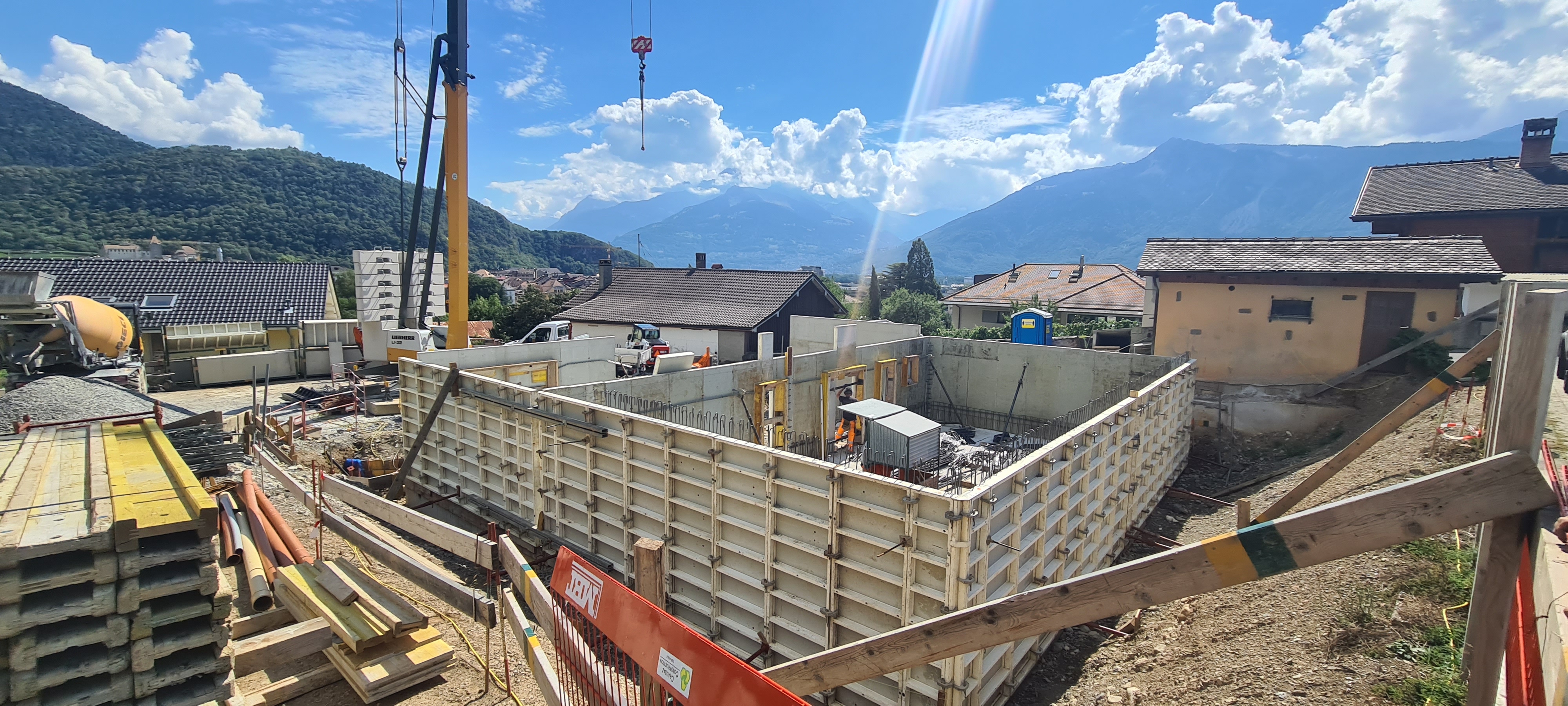 Construction d’une villa bi-familiale Merinat-Berset à Aigle — photo du chantier